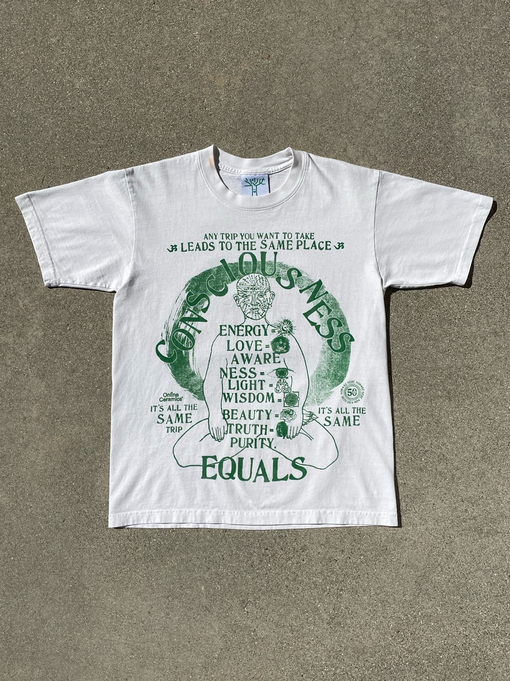 Online Ceramics Ram Daas 50th Collab Consciousness Double-Sided Tee Size Small